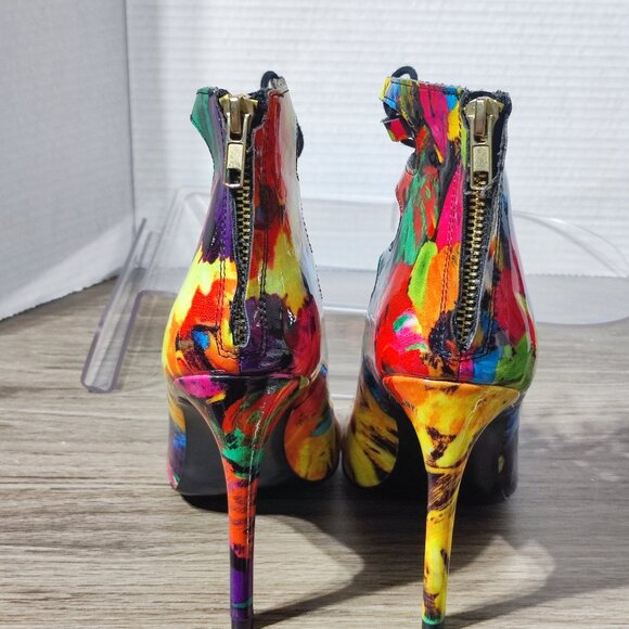 Steve Madden Cythiaa Peep-Toe Heels women's size 8 multi-colour rainbow Lace Up - Picture 5 of 12